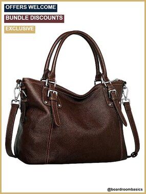 Genuine Cowhide Leather Hobo Shoulder Bag Tote Crossbody Satchel Work Travel